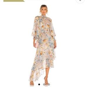Elliatt Floral Long Sleeve Dress - Cream and Blue